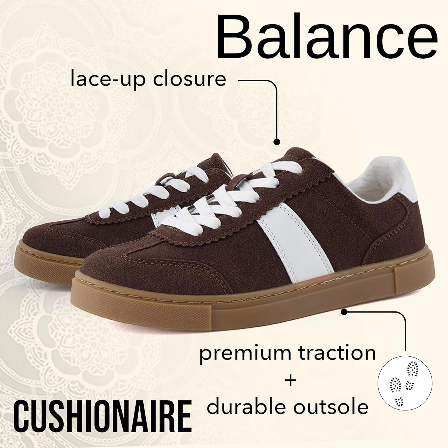 CUSHIONAIRE Women's Balance Lace Up Sneaker  Comfort Foam, Wide Widths Available
