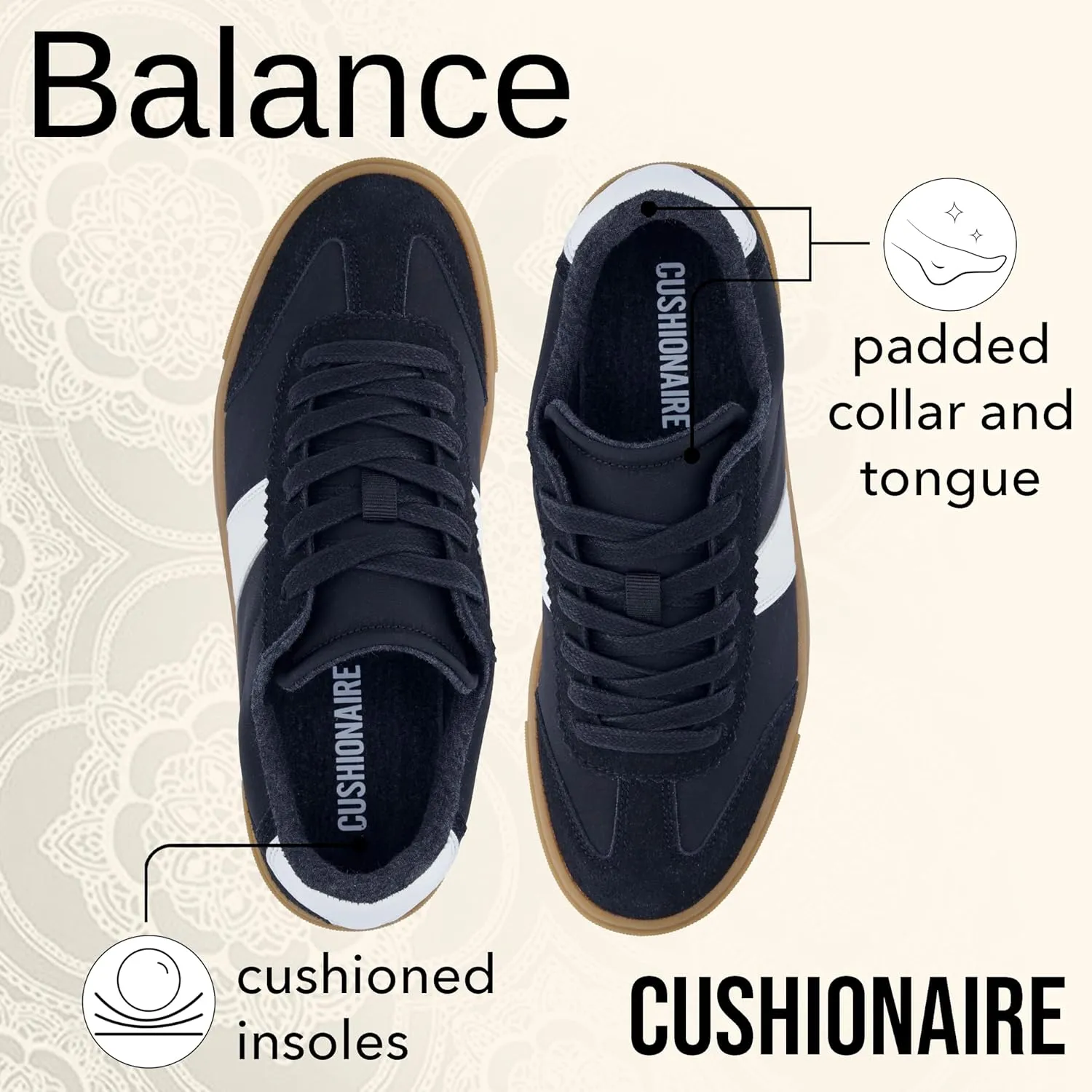 CUSHIONAIRE Women's Balance Lace Up Sneaker  Comfort Foam, Wide Widths Available
