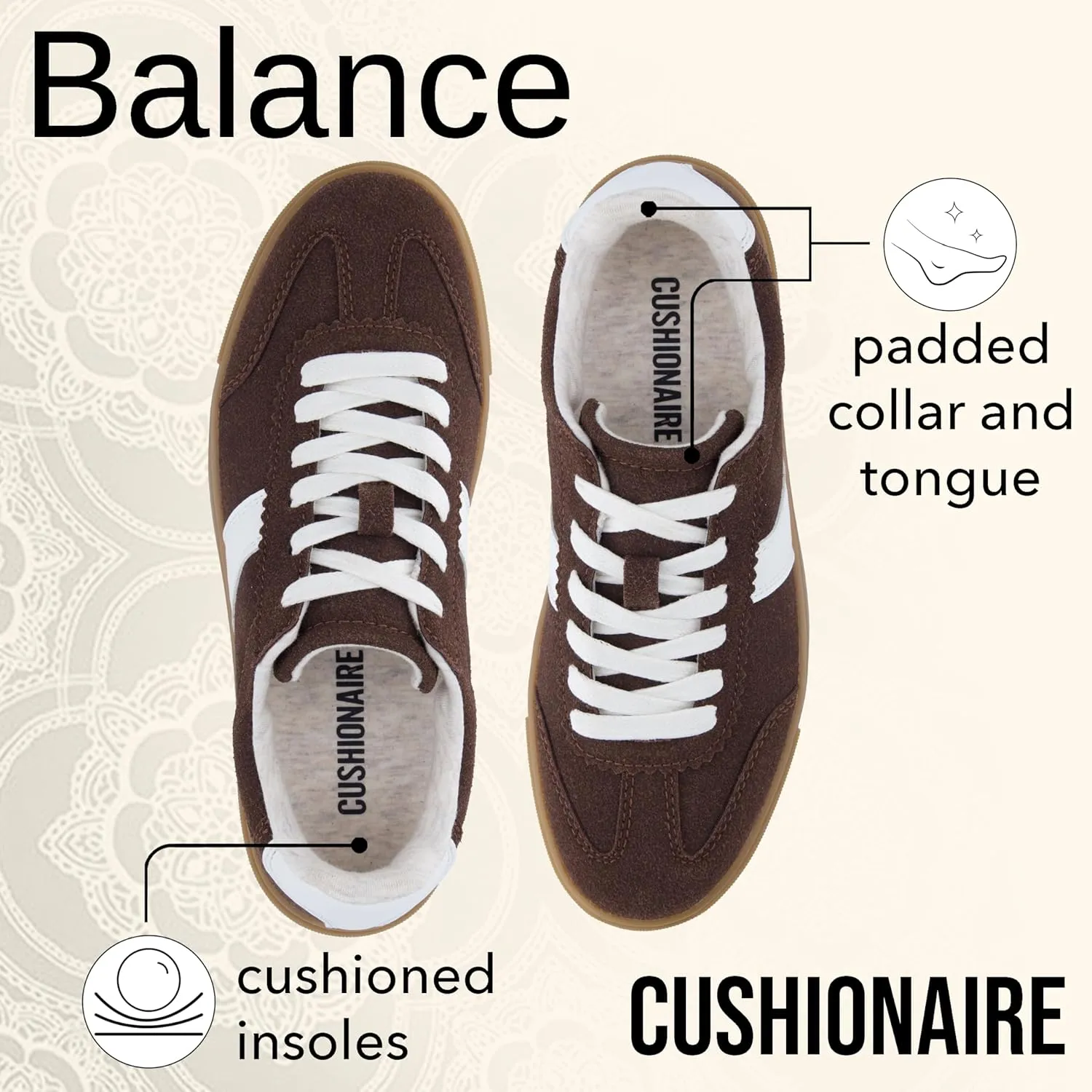 CUSHIONAIRE Women's Balance Lace Up Sneaker  Comfort Foam, Wide Widths Available