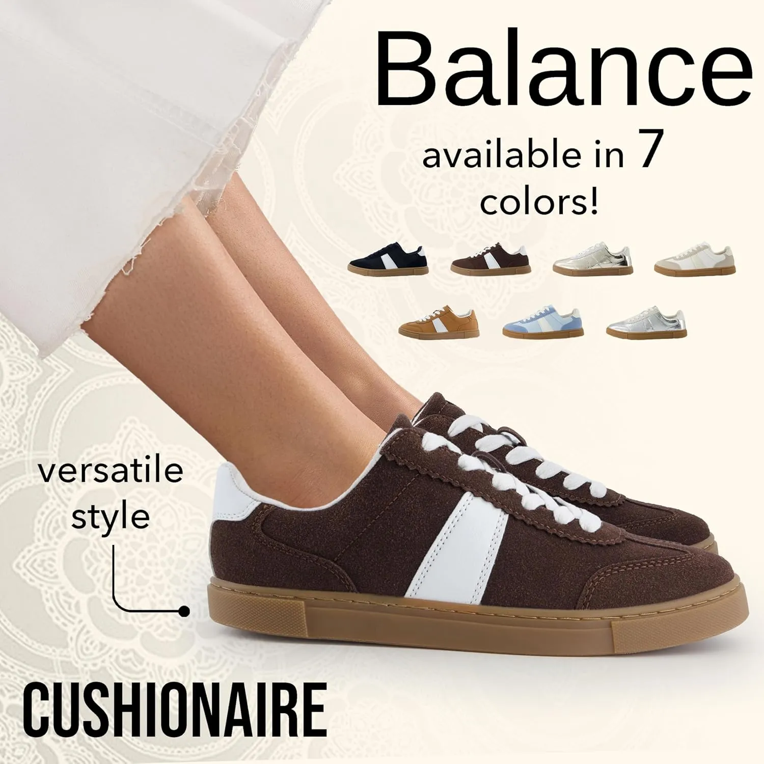 CUSHIONAIRE Women's Balance Lace Up Sneaker  Comfort Foam, Wide Widths Available
