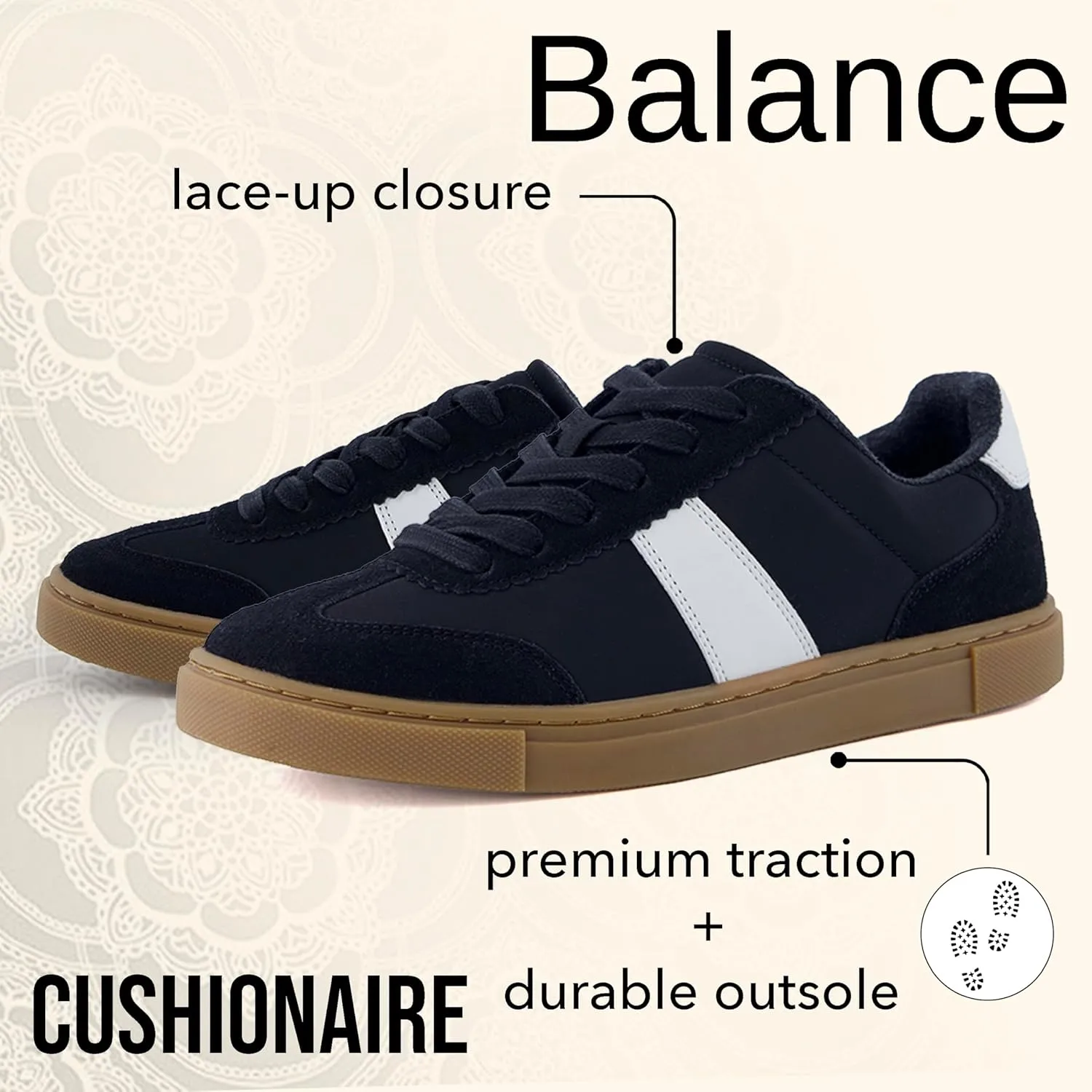 CUSHIONAIRE Women's Balance Lace Up Sneaker  Comfort Foam, Wide Widths Available