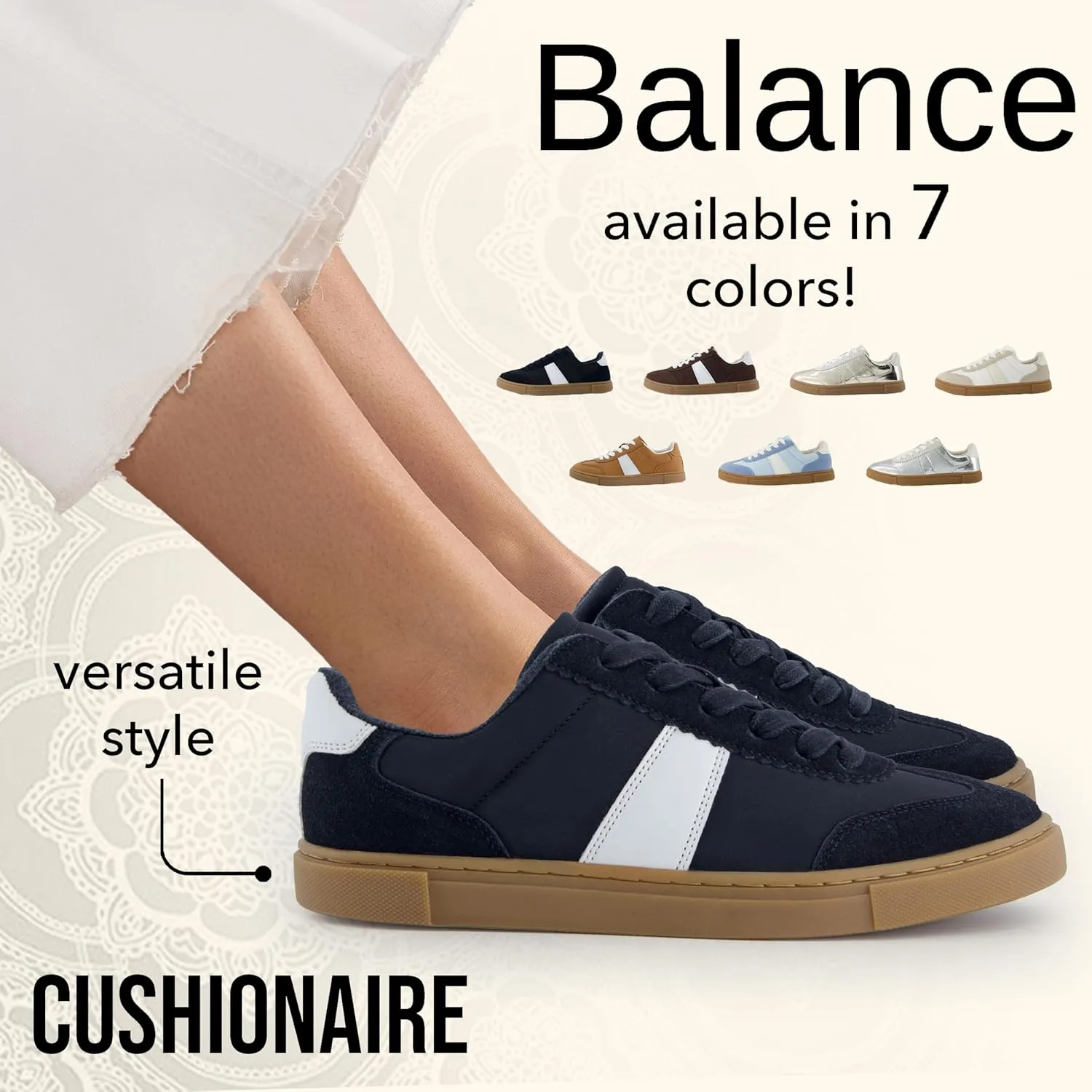 CUSHIONAIRE Women's Balance Lace Up Sneaker  Comfort Foam, Wide Widths Available