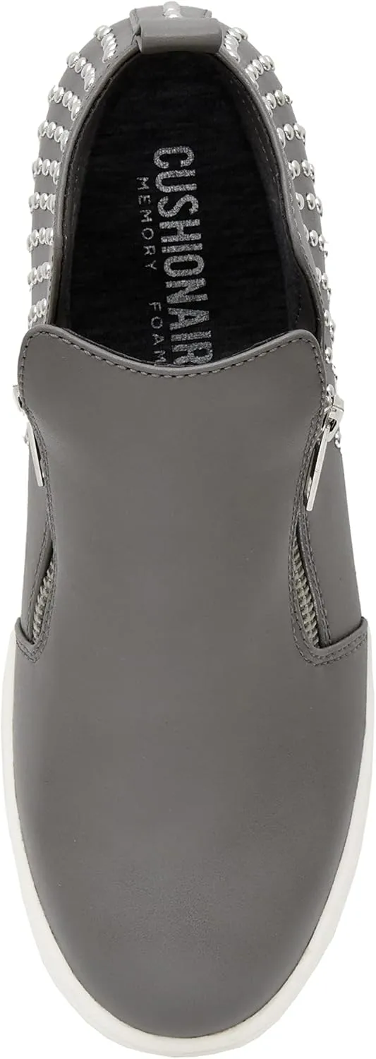 CUSHIONAIRE Women's Hollywood studded Hidden Wedge sneaker  Memory Foam