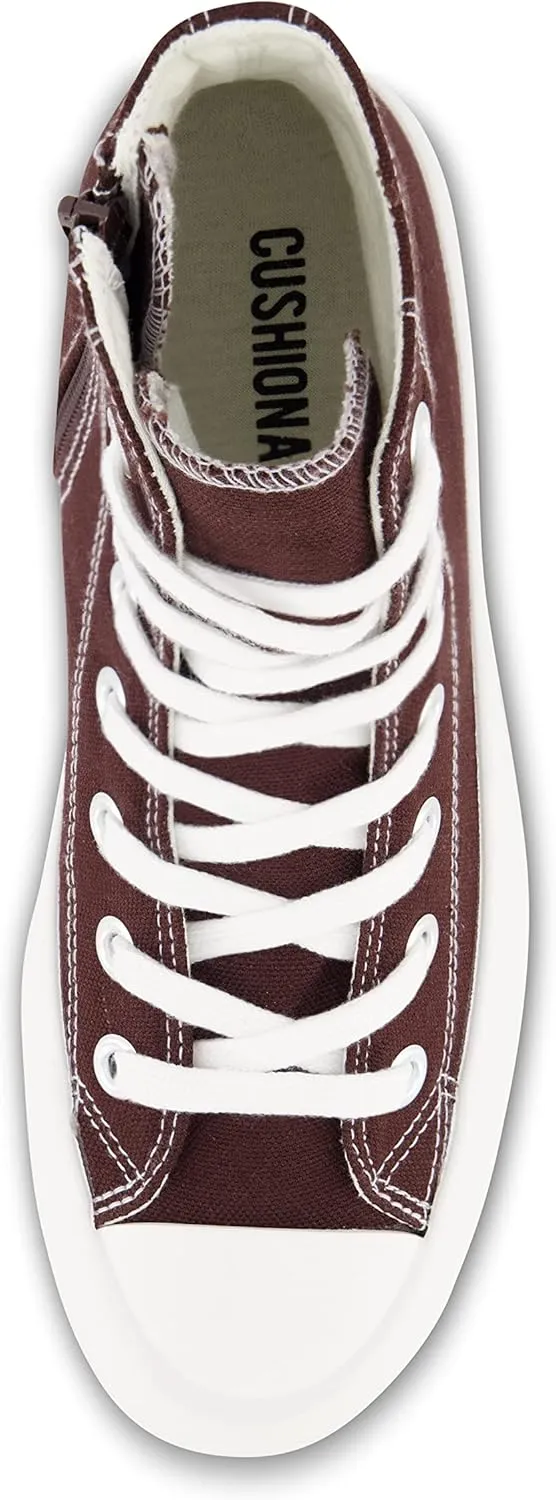 CUSHIONAIRE Women's Vespa high top Canvas Sneaker  Memory Foam and Side Zipper