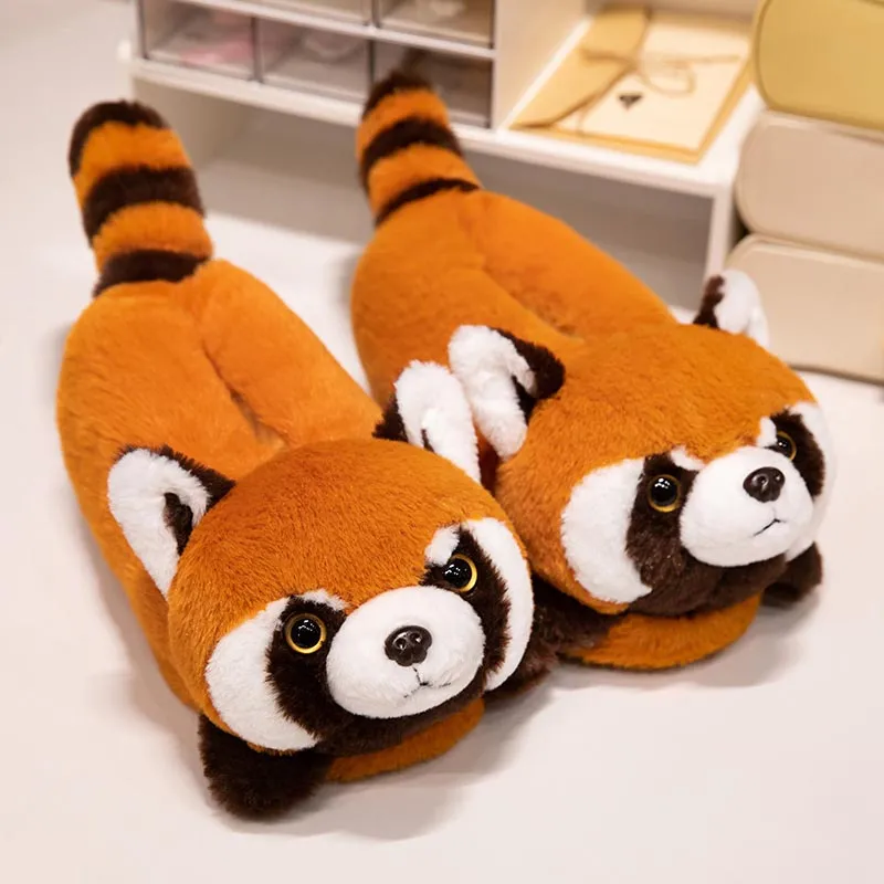 Cute Red Panda Plush Slippers