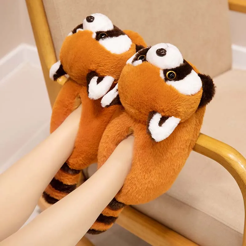 Cute Red Panda Plush Slippers