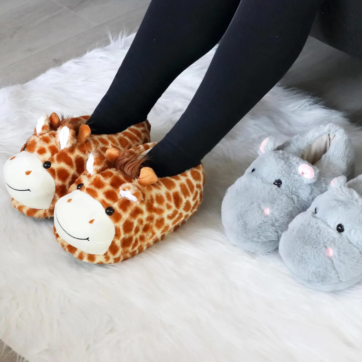 Cute Women Penguin Animal Slippers Fluffy Warm Plush House Shoes Novelty Soft Slippers Cartoon Gifts for Birthday Christmas