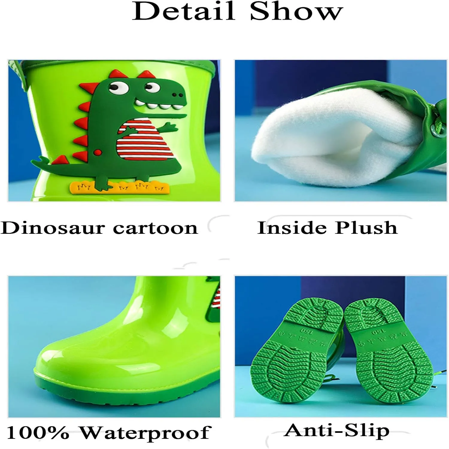 CYian Toddler Rain Boots Fur Lined with Lightweight and Anti-Skid Outdoor Little kid Shoes