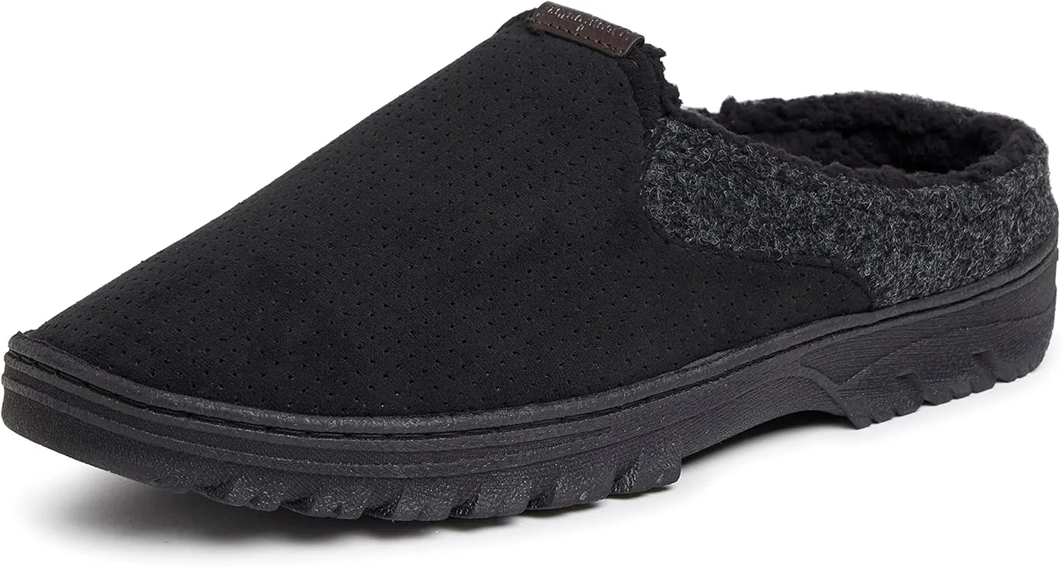 Dearfoams Men's Breathable Perforated Microsuede Clog Slipper