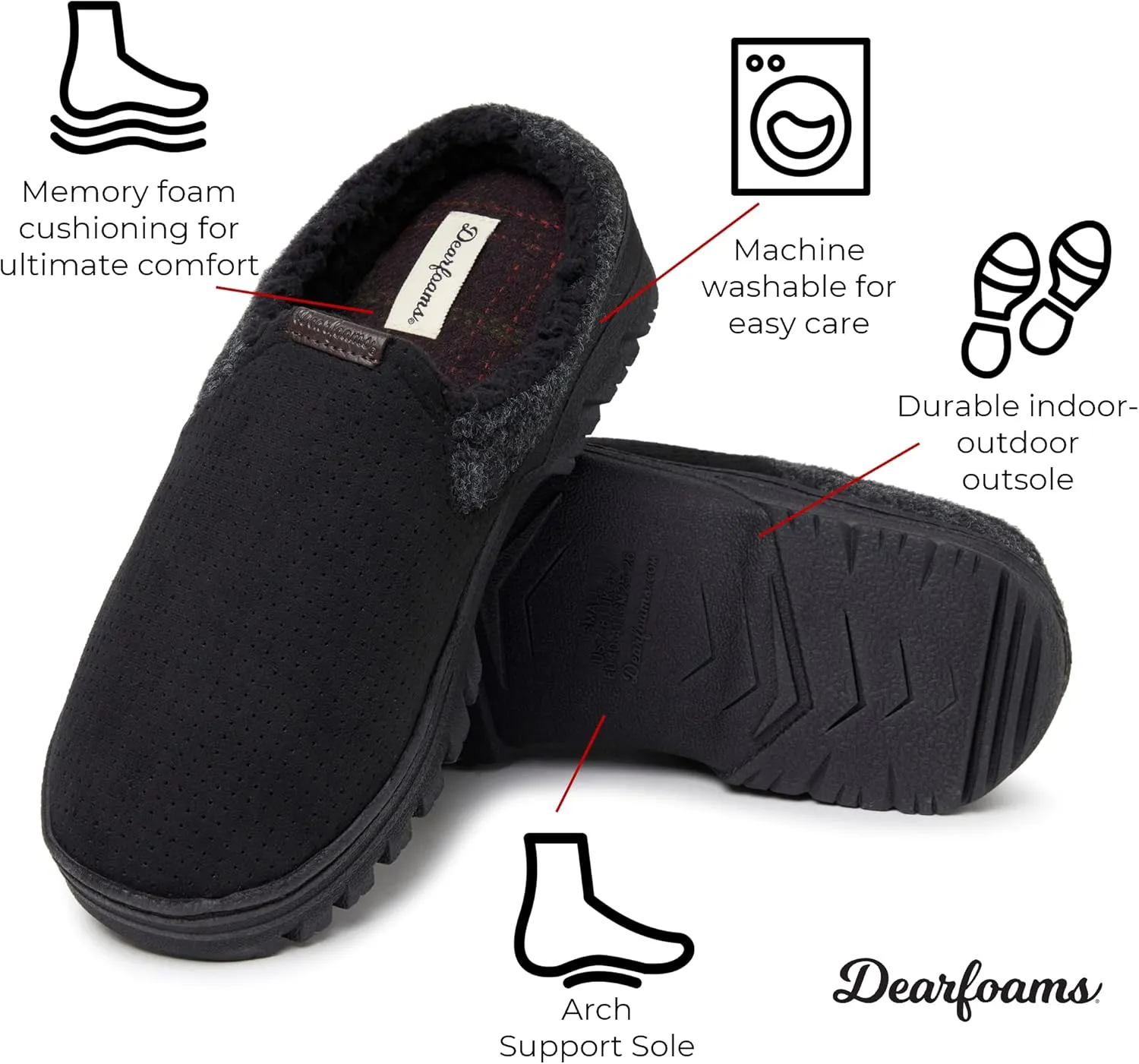 Dearfoams Men's Breathable Perforated Microsuede Clog Slipper