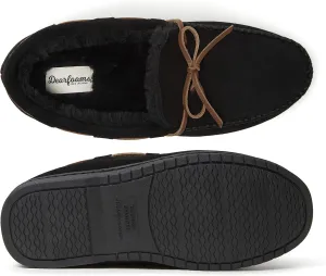 Dearfoams Men's Hudson Genuine Suede Memory Foam Moccasin Slipper with Tie