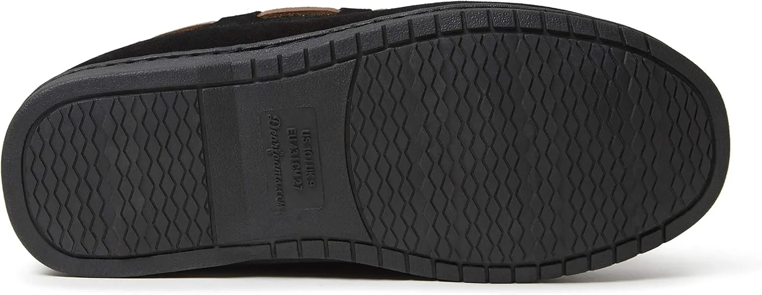 Dearfoams Men's Hudson Genuine Suede Memory Foam Moccasin Slipper with Tie