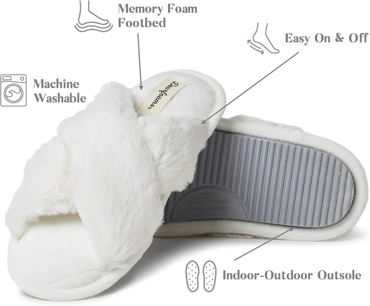 Dearfoams Women's Jessica Furry Cross Band Slide Slipper