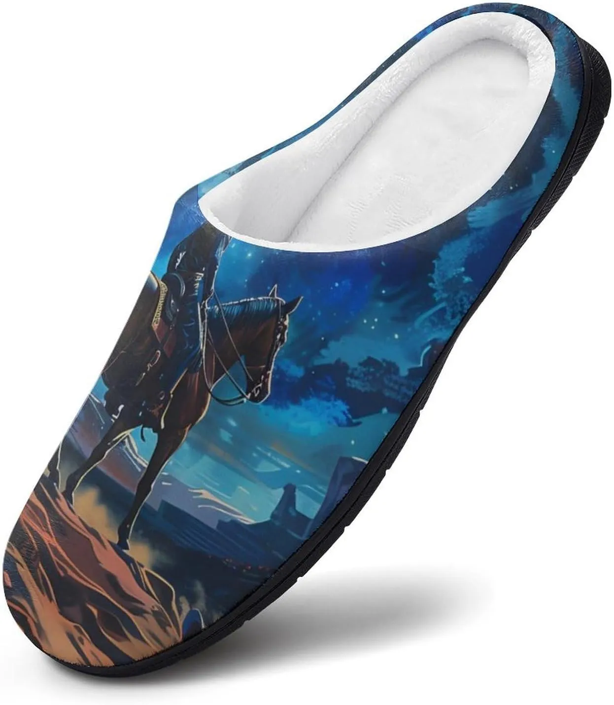 Desert Night Denim Boy Women's Cotton Slippers Warm Gifts Washable Indoor Slip On Shoes with Anti-Skid Rubber Sole