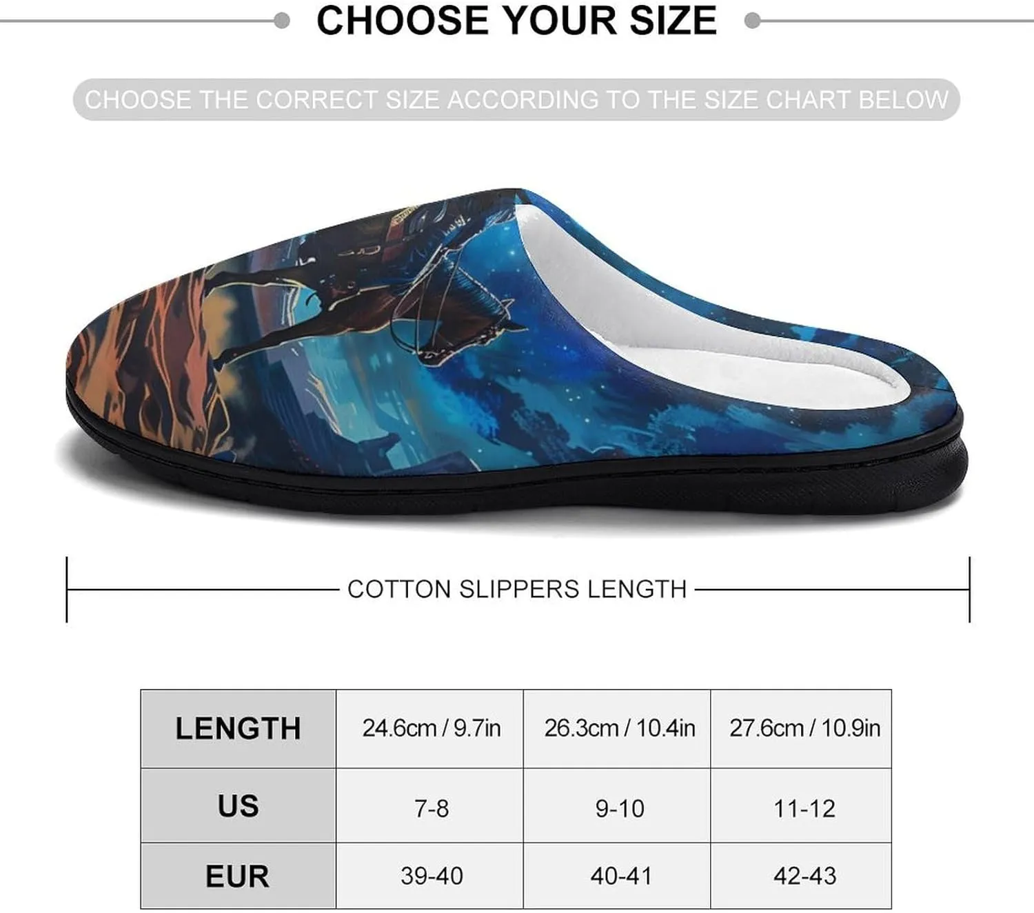 Desert Night Denim Boy Women's Cotton Slippers Warm Gifts Washable Indoor Slip On Shoes with Anti-Skid Rubber Sole