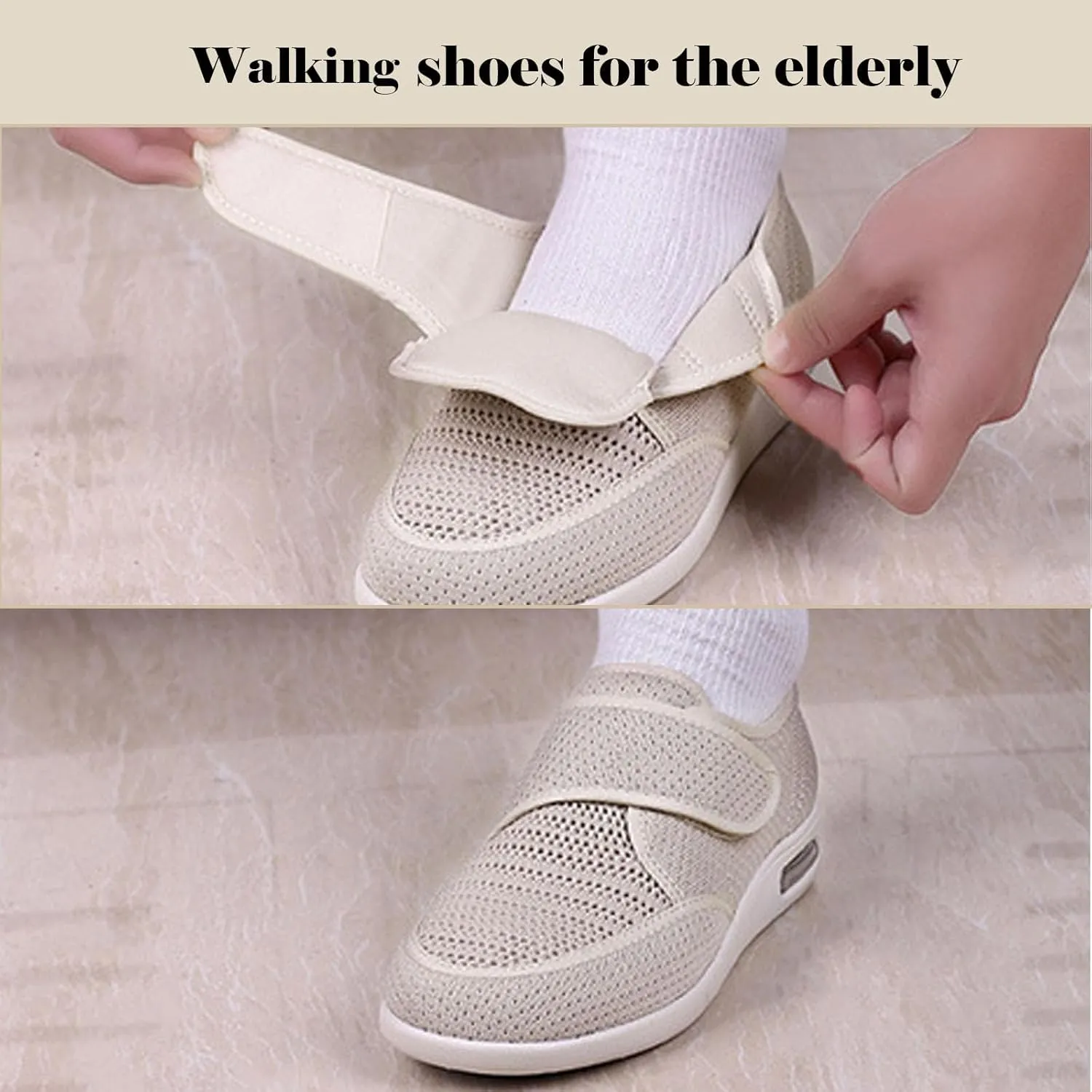 Diabetic Shoes for Women,Adjustable Lightweight Non-Slip Orthopedic Walking Shoes for Elderly Hammertoe Arthritis Swollen Feet