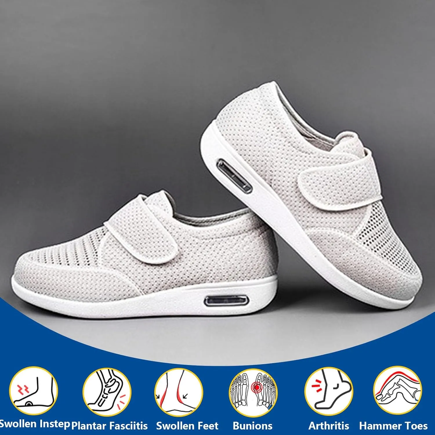Diabetic Shoes for Women,Adjustable Lightweight Non-Slip Orthopedic Walking Shoes for Elderly Hammertoe Arthritis Swollen Feet