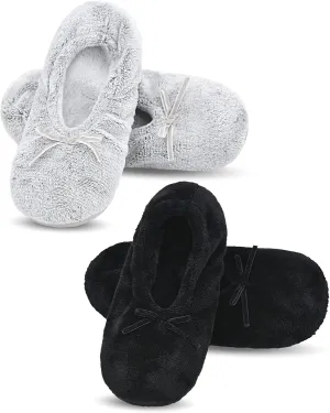 DICUIRD Ballerina House Slippers for Women, Anti-Skid Comfy Warm Ballet Style Slippers