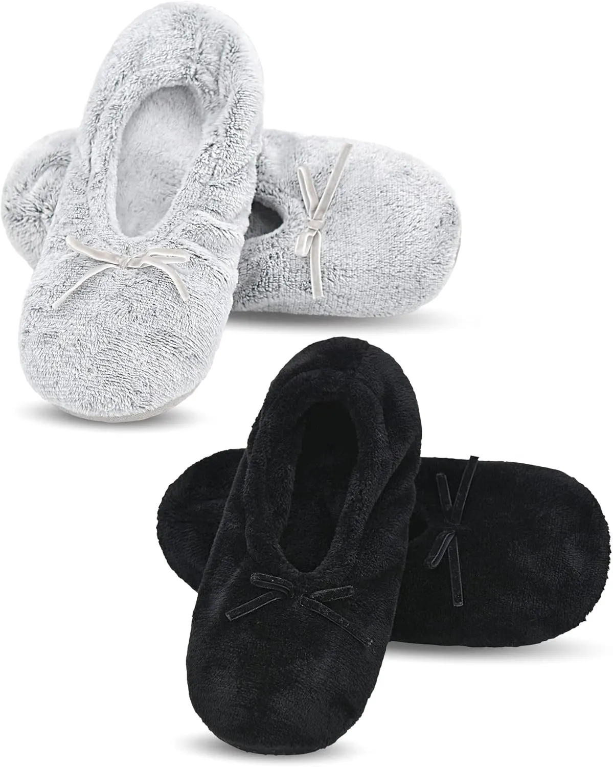 DICUIRD Ballerina House Slippers for Women, Anti-Skid Comfy Warm Ballet Style Slippers