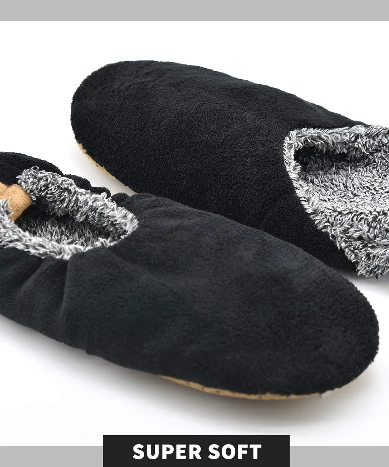 DICUIRD Mens Slipper Socks With Non Skid Bottoms, Warm Slipper Socks With Grippers For Men, Fuzzy House Fabric Slippers