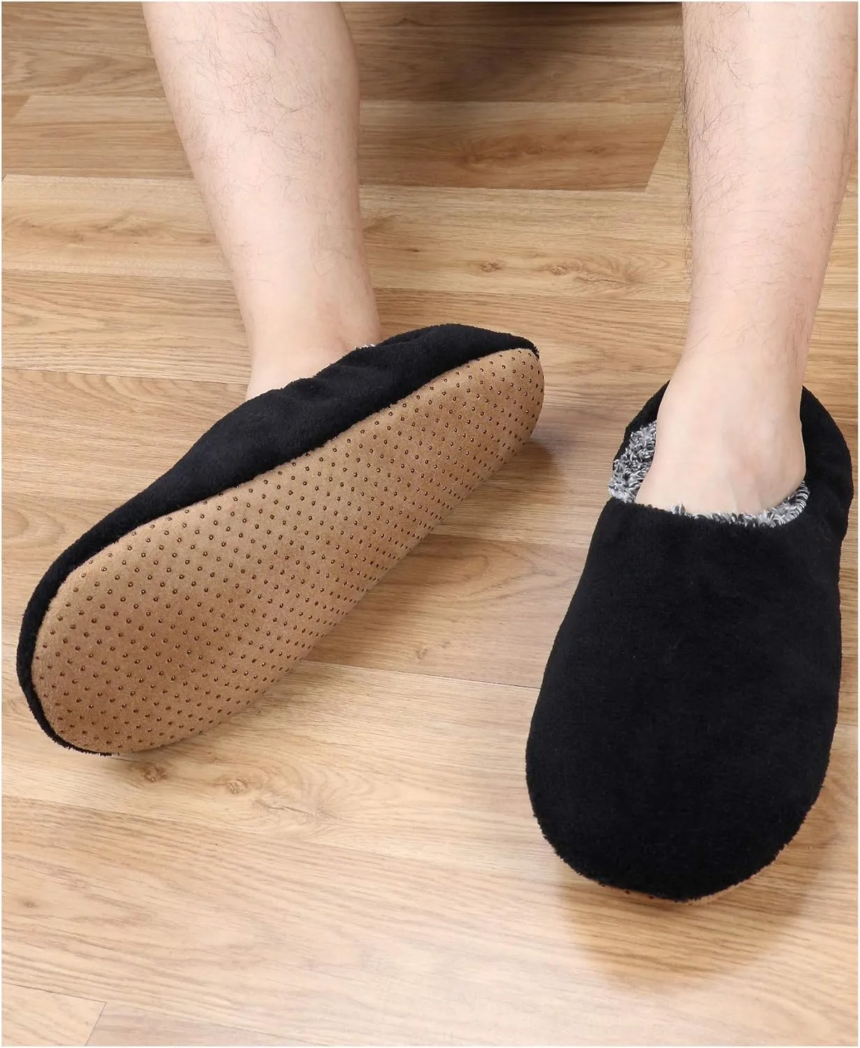 DICUIRD Mens Slipper Socks With Non Skid Bottoms, Warm Slipper Socks With Grippers For Men, Fuzzy House Fabric Slippers