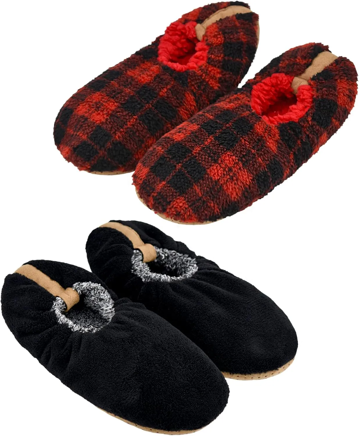 DICUIRD Mens Slipper Socks With Non Skid Bottoms, Warm Slipper Socks With Grippers For Men, Fuzzy House Fabric Slippers