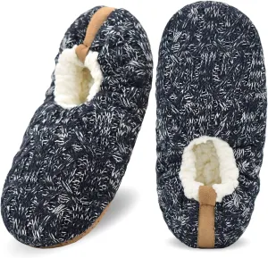 DICUIRD Mens Slipper Socks With Non Skid Bottoms, Warm Slipper Socks With Grippers For Men, Fuzzy House Knit Slippers