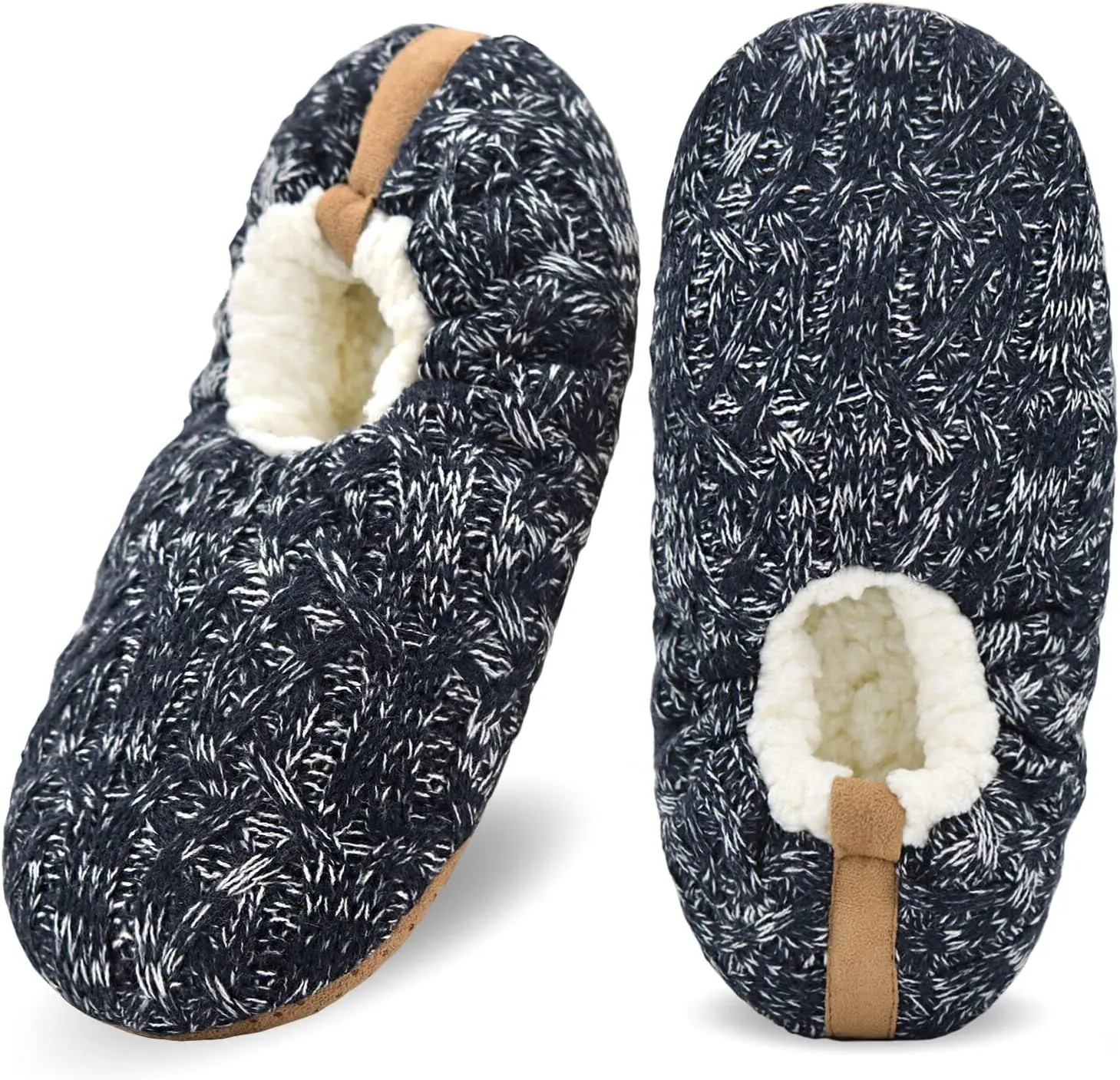 DICUIRD Mens Slipper Socks With Non Skid Bottoms, Warm Slipper Socks With Grippers For Men, Fuzzy House Knit Slippers