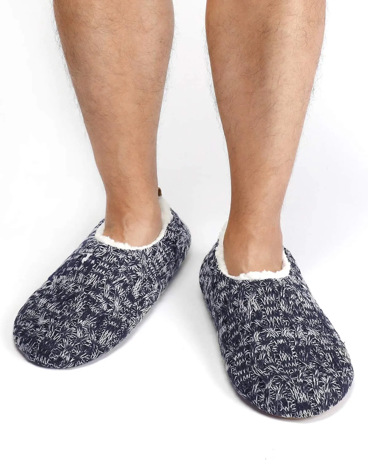 DICUIRD Mens Slipper Socks With Non Skid Bottoms, Warm Slipper Socks With Grippers For Men, Fuzzy House Knit Slippers