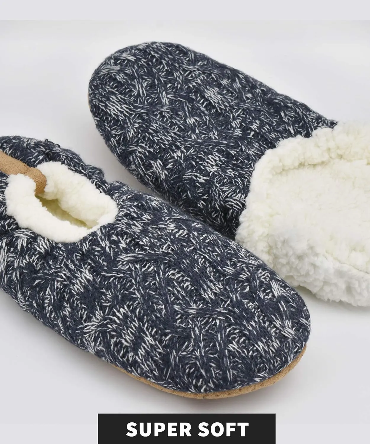 DICUIRD Mens Slipper Socks With Non Skid Bottoms, Warm Slipper Socks With Grippers For Men, Fuzzy House Knit Slippers