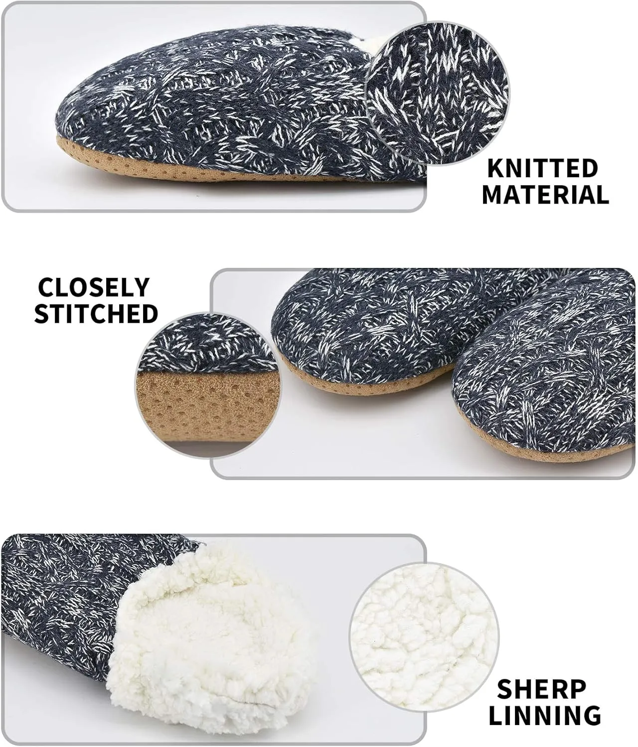 DICUIRD Mens Slipper Socks With Non Skid Bottoms, Warm Slipper Socks With Grippers For Men, Fuzzy House Knit Slippers