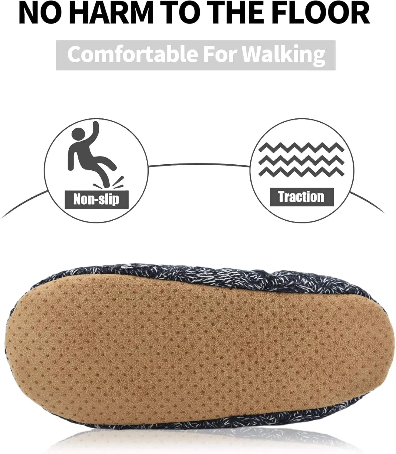 DICUIRD Mens Slipper Socks With Non Skid Bottoms, Warm Slipper Socks With Grippers For Men, Fuzzy House Knit Slippers