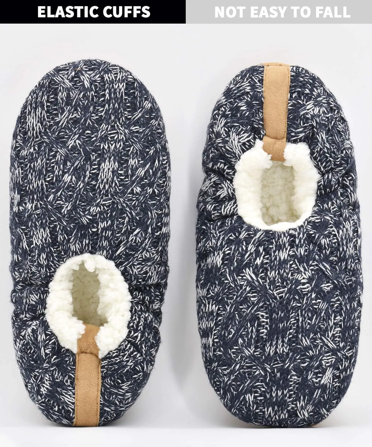 DICUIRD Mens Slipper Socks With Non Skid Bottoms, Warm Slipper Socks With Grippers For Men, Fuzzy House Knit Slippers
