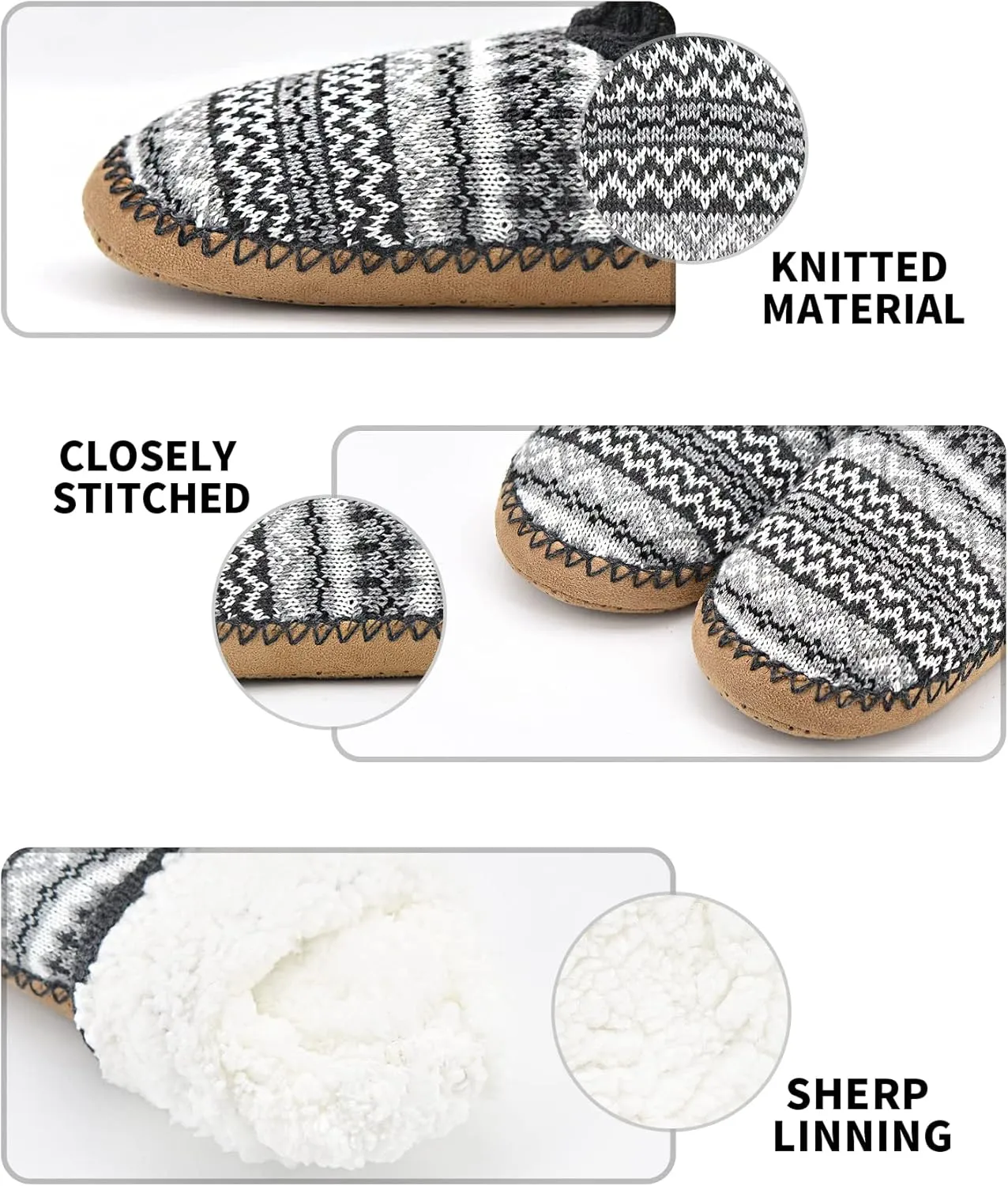 DICUIRD Men's Slippers Socks Autumn Winter Indoor Non-Skid House Slippers