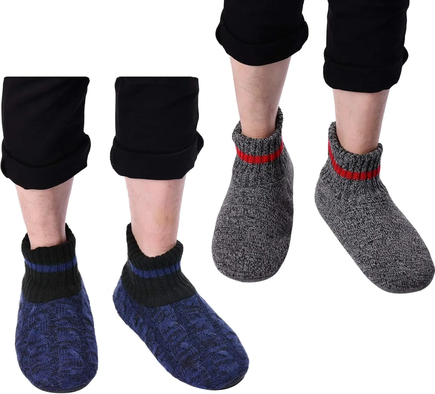 DICUIRD Men's Slippers Socks Autumn Winter Indoor Non-Skid House Slippers