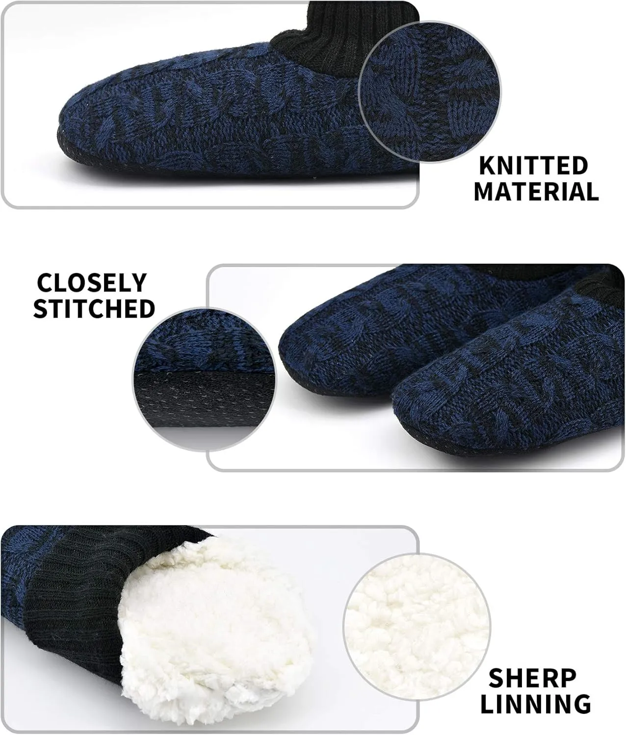 DICUIRD Men's Slippers Socks Autumn Winter Indoor Non-Skid House Slippers