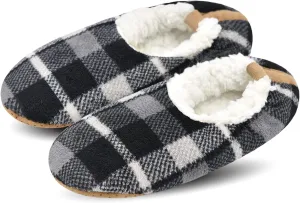 DICUIRD Mens Soft Soles Slipper Socks With Grippers, Cozy&Warm Sherpa Lining Slippers With Non Skid Bottoms, Fuzzy House Slippers
