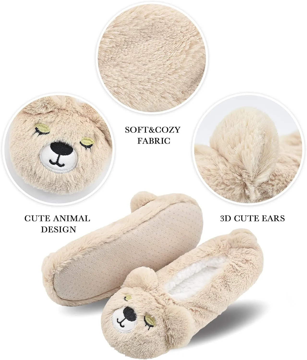 DICUIRD Womens Animal Soft Sole Slipper Socks with Grippers-Fuzzy House Cute Slippers