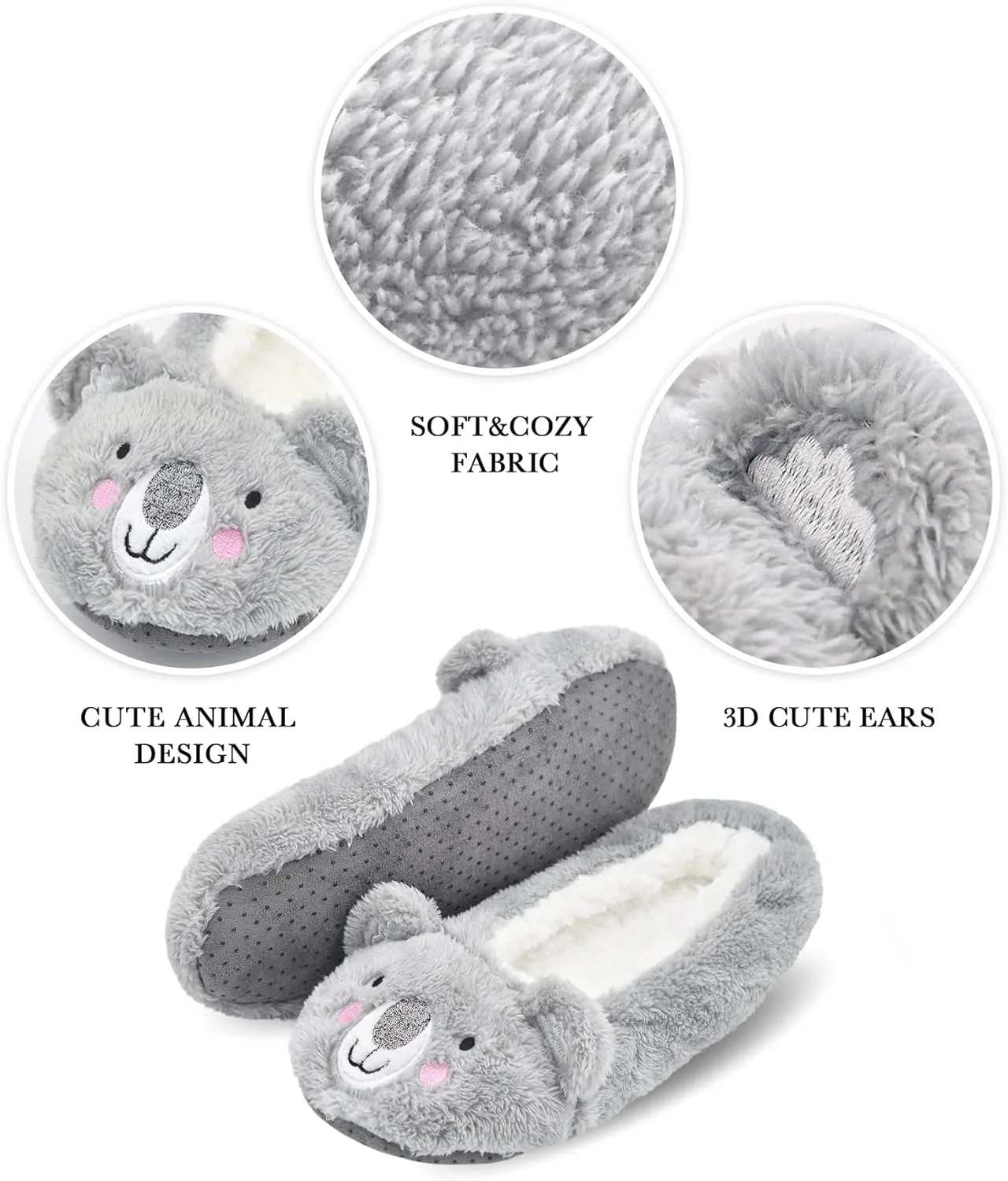 DICUIRD Womens Animal Soft Sole Slipper Socks with Grippers-Fuzzy House Cute Slippers
