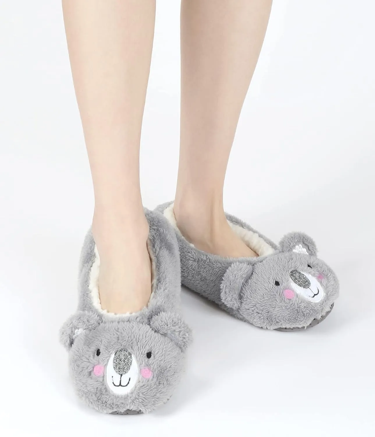 DICUIRD Womens Animal Soft Sole Slipper Socks with Grippers-Fuzzy House Cute Slippers