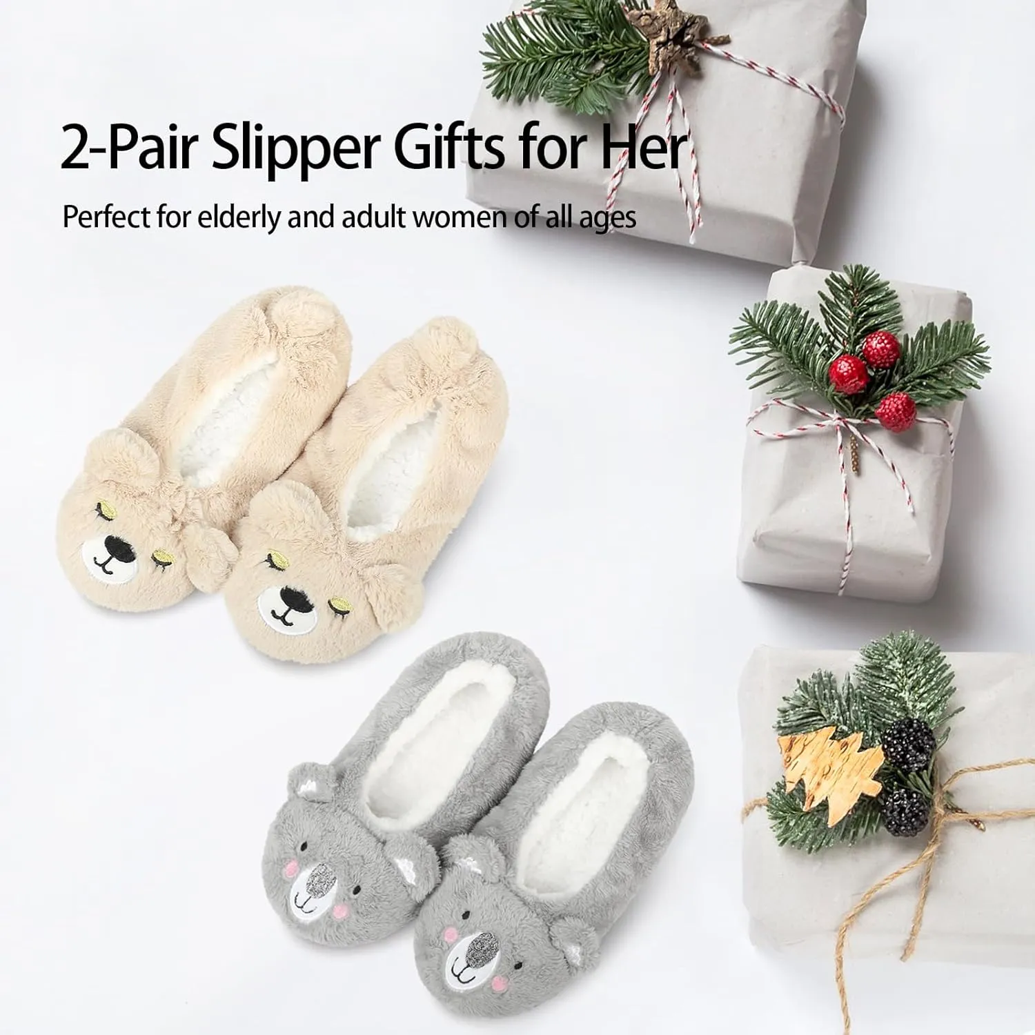 DICUIRD Womens Animal Soft Sole Slipper Socks with Grippers-Fuzzy House Cute Slippers