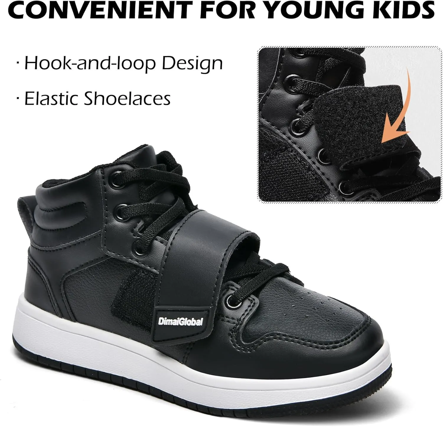 DimaiGlobal Kids Basketball Shoes Boys Girls High Top Sneakers for Youth Durable Sports Shoes Breathable Skate Shoes School Trainers