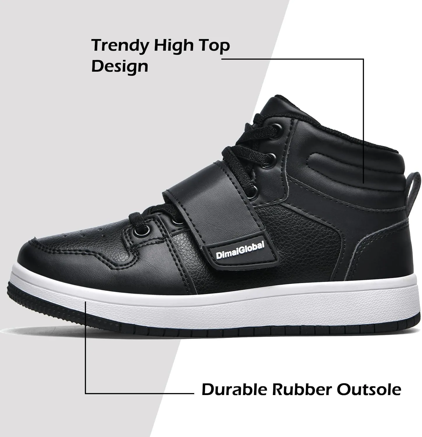 DimaiGlobal Kids Basketball Shoes Boys Girls High Top Sneakers for Youth Durable Sports Shoes Breathable Skate Shoes School Trainers