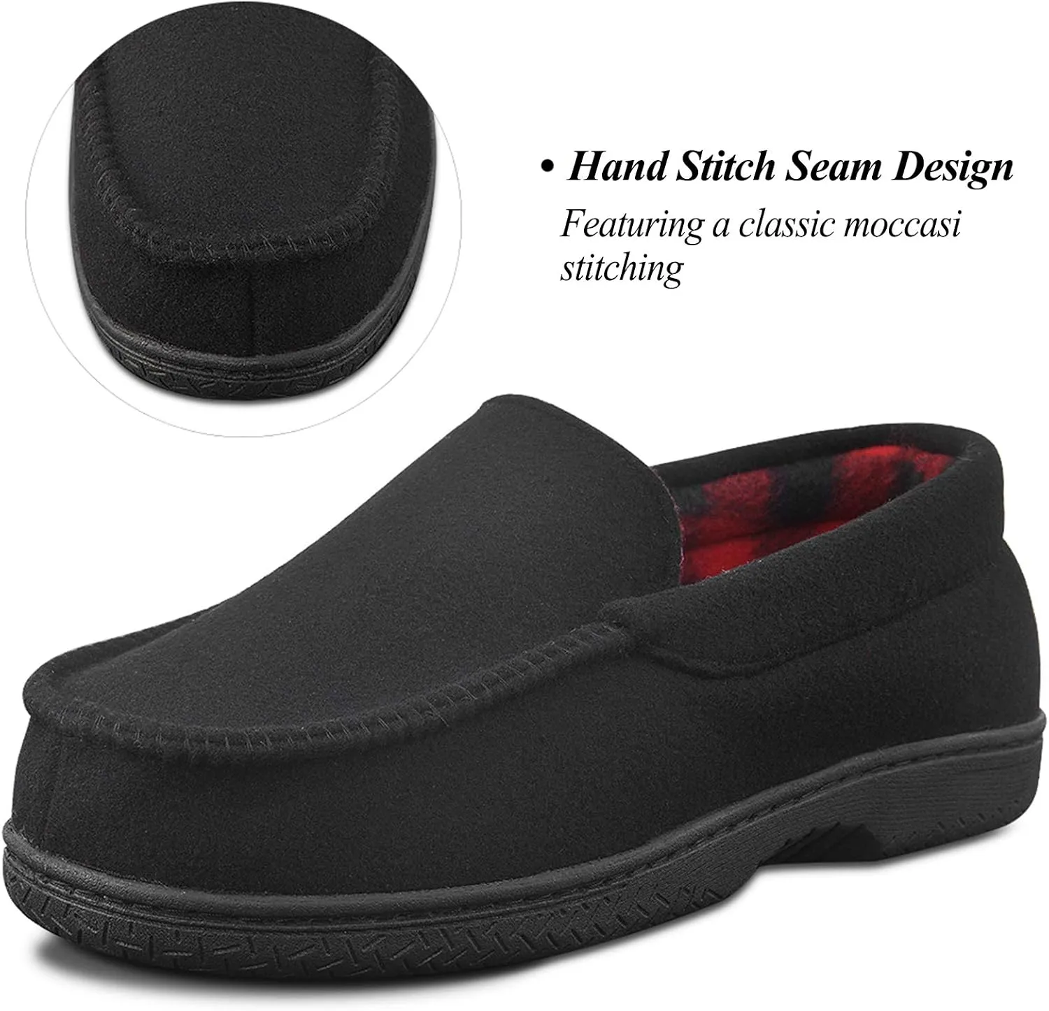DL Men's Memory Foam Moccasin Slippers Breathable Moccasin Slippers Micro Wool House Shoes Anti-Slip Sole Indoor Outdoor