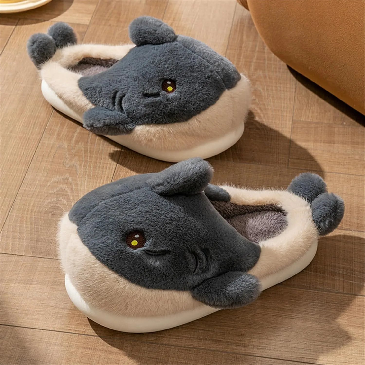 Dolphin Fish Cartoon Plush Slippers - Men's & Women's Cotton Slippers
