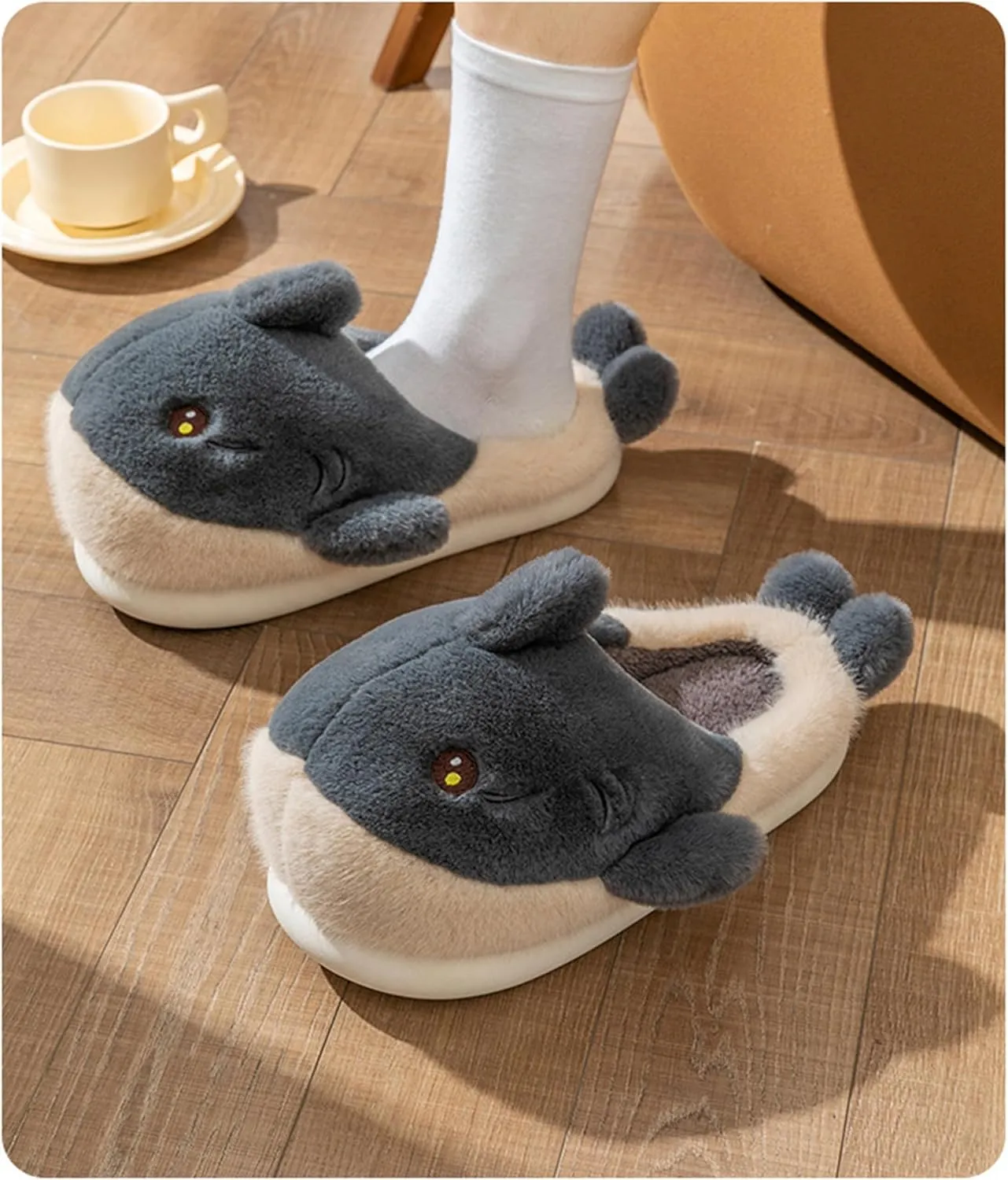 Dolphin Fish Cartoon Plush Slippers - Men's & Women's Cotton Slippers