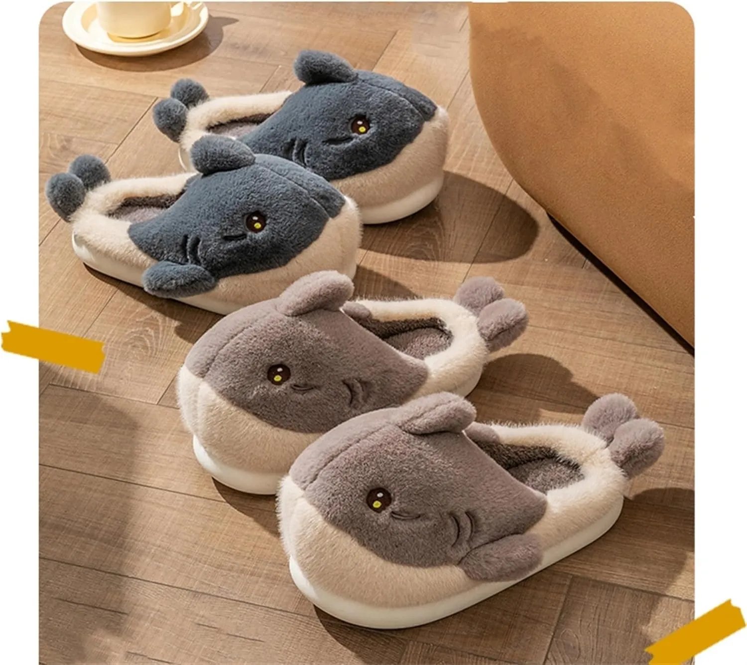 Dolphin Fish Cartoon Plush Slippers - Men's & Women's Cotton Slippers