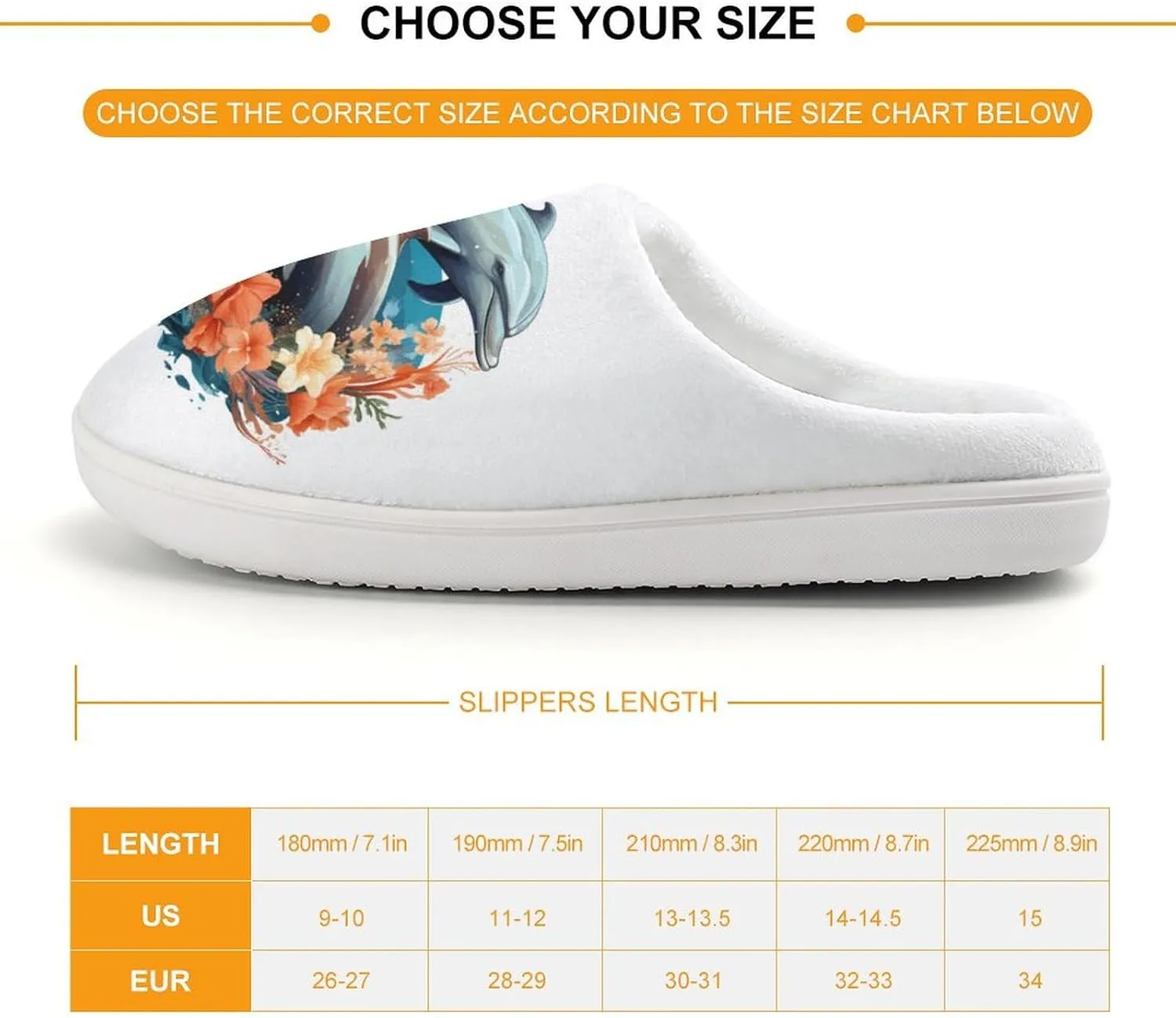 Dolphins Kids Slippers for Girls Boys Winter Warm Plush Slip On House Slippers for Indoor Outdoor