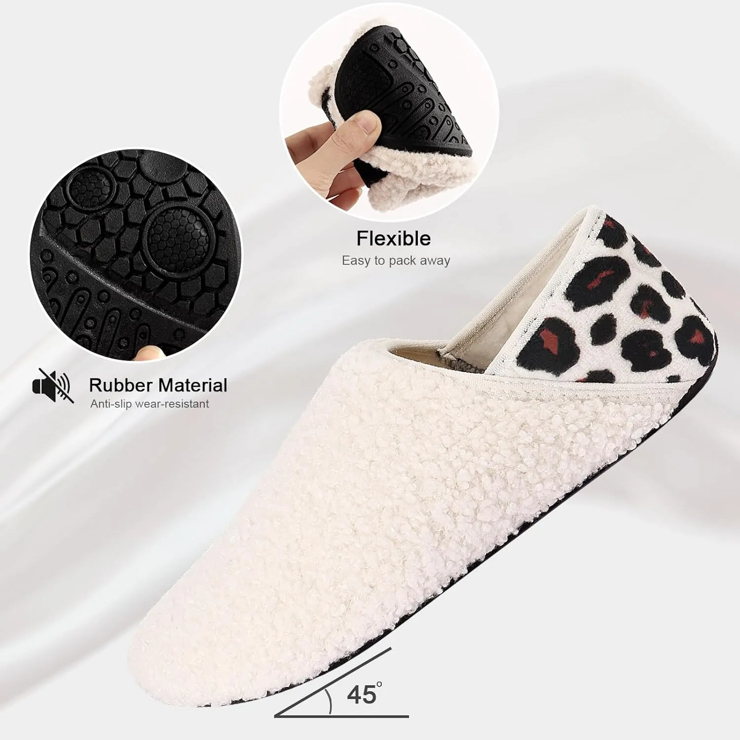 DOMMARE House Slippers for Men Women Indoor, Bedroom Shoes Warm Barefoot Socks, Foam Lining Slip-On Elastic Closed Non-Slip Travel Loafer Slippers