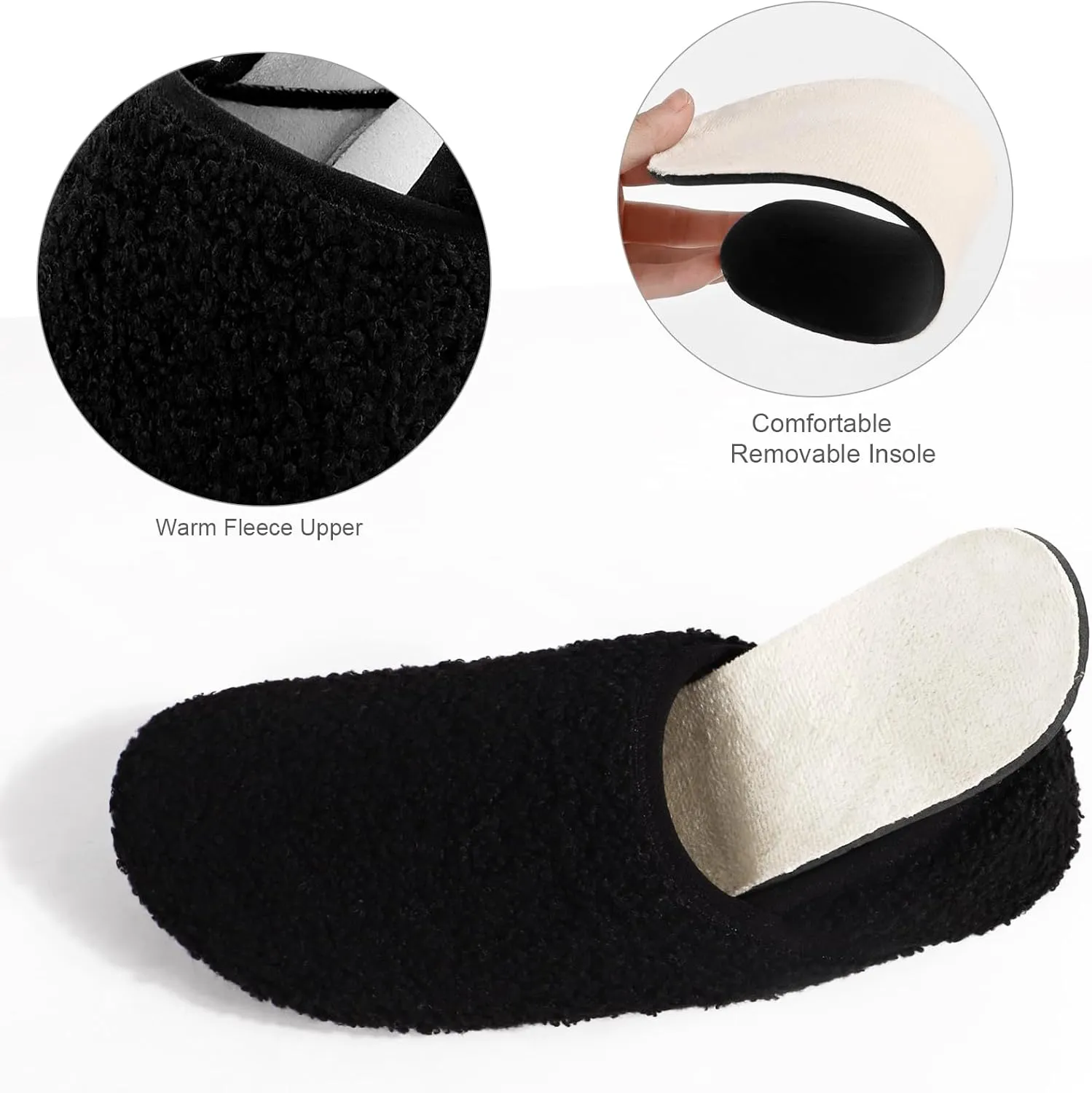 DOMMARE House Slippers for Men Women Indoor, Bedroom Shoes Warm Barefoot Socks, Foam Lining Slip-On Elastic Closed Non-Slip Travel Loafer Slippers